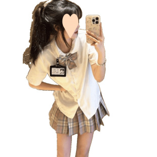 Uniform Short-Sleeved Suit Shirt Summer Japanese Basic College Pleated Skirt Top