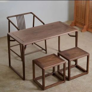 New Chinese Style Balcony Tea Table Small Tea Table Black Walnut Tea Table and Chair Combination Household Solid Wood Desk Small Tea Table
