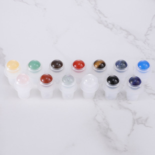 in stock 10ml Jade Rolling Bead Bottle Natural Gravel Crystal Bottle Glass Walking Bead Bottle Semi-precious Stone Oil Bottle Energy Bottle