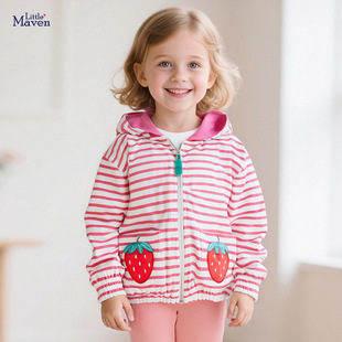Little maven long-sleeved girls' sweater cartoon hooded children's sweater European and American autumn cute pure cotton coat