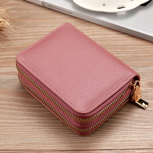 New Short Double Zipper Multi-Card Organ Card Bag Wallet Fashionable Simple Women's Wallet Function Coin Purse