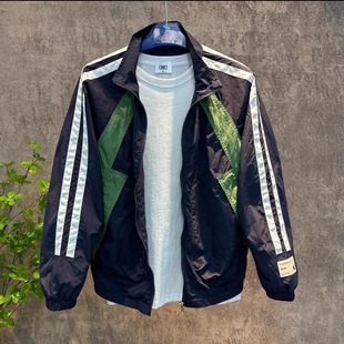 Spring and Autumn New high quality Vertical Collar Fashionable Work Jacket Men's Fashion Striped Color Matching All-match Casual Jacket