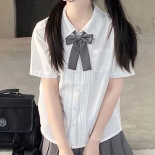 College Style Graduation Class Clothes Organ Pleated JK Uniform Shirt Female Summer Original Basic School White Short Sleeve Shirt
