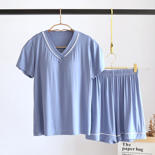 Pajamas with Chest Pad Women's Short Sleeve Shorts Set Modal 2022 New Cup No Wear Bra Home Clothes