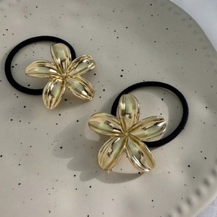 Cross-border European and American Golden Bauhinia Flower Large Hair Ring Explosive Style Back of Head Hair Rope Women's Advanced Hair Accessories Disc Hair Rope