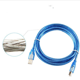 USB printing line 1.5 m -10 m transparent blue revolution square oral USB2.0 printer line data connection line