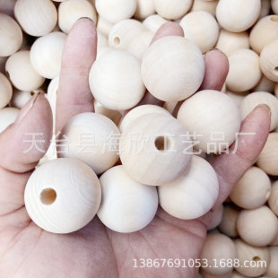 Factory wholesale wooden crafts 30mm Lotus round beads half hole wooden beads loose beads DIY jewelry accessories custom