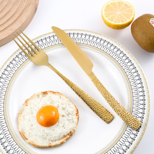 Stainless Steel Knife and Fork Spoon Hammer Pattern Hotel Western Steak Knife and Fork Thickened Scale Handle Tableware Four-piece Gift Box