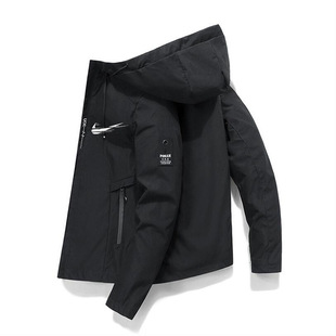 AliExpress Trendy Spring and Autumn Men's Jacket Casual Zipper Jacket Outdoor Hooded Casual Sports Top in stock