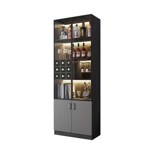 Glass Door Wine Cabinet Household Living Room Dining Side Wall Light Luxury High-end Display Cabinet Modern Integrated Simple Storage Cabinet