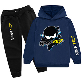 Cross-border Hot Sale Cartoon Pattern NINJA KIDZ Children's Clothing Suit Hoodie Sweater Pants PB077X