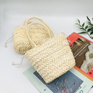 Factory Shake Tone Simple Children's Basket Cute Mini Corn Skin Small Basket Women's Straw Woven Bag Woven Bag DIY