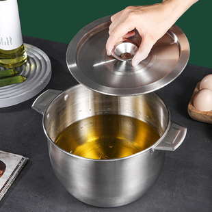 Pot Oil Filter Pot 304 Stainless Steel Household Oil Storage Bucket Soup Pot Oil Filter Residue Pot Oil Storage Tank Lard Pot