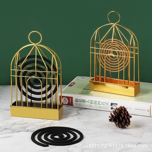 Nordic creative bird cage mosquito-repellent incense holder metal iron mosquito-repellent incense tray hanging mosquito-repellent incense cage household fireproof mosquito-repellent incense box