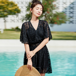 Swimsuit Women's Conservative Split 2025 New High-end Sense Slimming Meat Covering Three-piece Set with Blouse Sunscreen Hot Spring Swimsuit