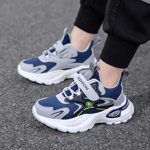 New Boys' sneaker Leather Waterproof Non-Slip Wear-Resistant Children's Shoes Velcro Soft Bottom Lightweight Casual Fashion