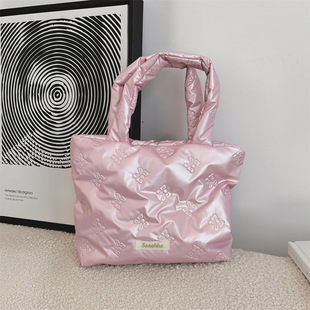 49221 Solid Color Love Small Square Bag Cotton Cute Handbag Breakfast Bag Shopping Portable Lunch Bag