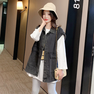 Vest Coat Women's Spring Wear 2023 New Korean Style Tooling Denim Vest Loose bf Outer Wearing Vest Waistcoat Trendy