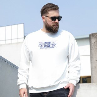 Baoluo Men's Crewneck Sweater Plus Large Size Fat Men's Fashionable Base Shirt Spring Loose Long-sleeved T-shirt for Men