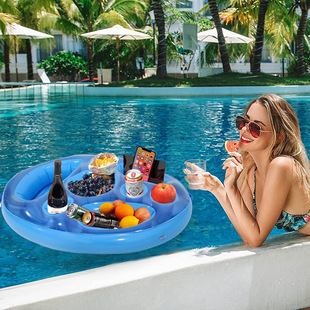 Amazon factory direct inflatable water cup holder food tray multifunctional drink holder salad Oval coaster