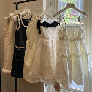 Summer Dopamine Girls Wear Sling dress Summer Small High-end Elegant Fairy Puff Skirt