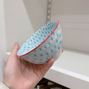 ✅RP4T Wholesale Wholesale Retro Color Printing Rice Bowl Household Ceramic Underglaze Color Dining Bowl 4.5 High Temperature Resistant Small Bowl