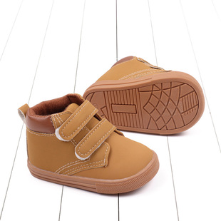 Spring and Autumn 1-2 Years Old Baby Shoes Brown Lace-up High-top Anti-slip Rubber Sole Casual Shoes Kids Shoes BLS3031