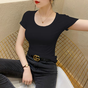 Iron Grey Modal Short-Sleeved T-Shirt Women's Slim-Fit Inner Base-Layer Shirt Stylish Simple Half-High Collar Spring and Summer Top