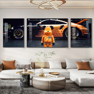 Trendy Light Luxury Living Room Decorative Painting 2022 New Sofa Background Wall Mural Advanced Sense Bedroom Kaws Triptych