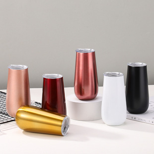Cross-border explosions swig small egg cup U-shaped 6oz eggshell cup large belly cup double-layer thermos cup stainless steel beer cup