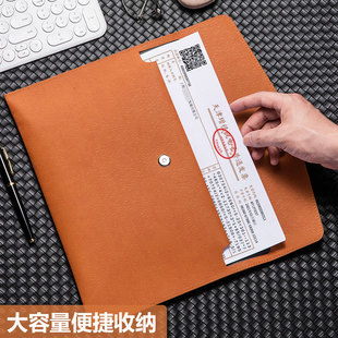Cross-border leather A4 folder bag information bag business briefcase contract bill storage bag large capacity