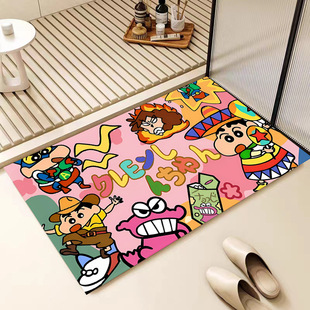 Cartoon Crayon Xiaoxin Diatom Mud Mat Bathroom Non-slip Absorbent Quick-drying Mat Entrance Door Easy-care Foot Mat