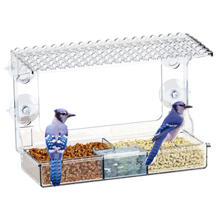 Cross-border Amazon Pet Birdcage Outdoor Window Bird Feeder Transparent Plastic Bird House with Strong Suction Cup