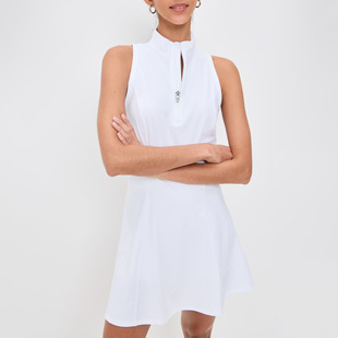 Cross Border Spring and Summer New Polo Lapel Breathable Slim Sleeveless Tennis Skirt Half Zip Sports dress Fitness Wear