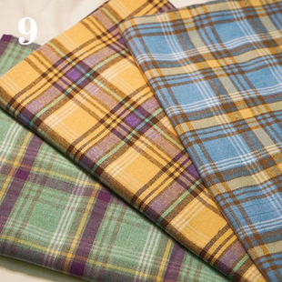 Purple-red Plaid Light Green Brushed Plaid Cloth Decorative Cloth Shirt Cloth Yellow Plaid Fabric