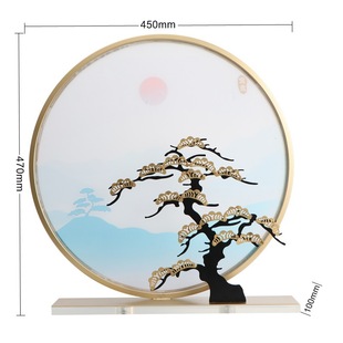 Light Luxury New Chinese Style Wrought Iron Rocky Model Room Study Entrance Cabinet Decoration Hotel Desk High-end Soft Decorations
