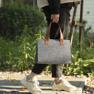 Leather Felt Bag Portable Tote Bag Fashionable Simple Tote Bag Large Capacity Storage Bag