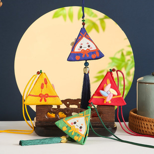 Dragon Boat Festival Sachet Hanging Decoration Mugwort Mosquito Repellent Kidsren's Portable Sachet Kindergarten Activity Triangle Rice Dumpling Pendant Gift