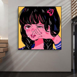 Ins Style Animation Japanese Cartoon Dormitory Mural Girl Bedroom Girl Bedside Hanging Painting Secondary Decorative Painting