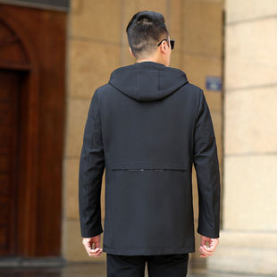Middle-aged men's high-grade coat spring and autumn book jacket 40-year-old 45 father's long trench coat 50 middle-aged men's clothing