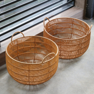 Large Plastic Rattan Waterproof Dirty Clothes Basket Bathroom Laundry Basket Living Room Toy Sundries Storage Basket INS