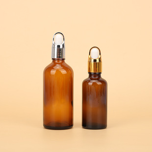 Brown glass essential oil bottle Brown light-proof plastic head dropper bottle cosmetic lotion sub-bottle essence small sample bottle