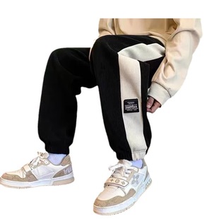 Waffle ankle-tied sweatpants men's 2024 Spring and Autumn new fashion brand loose sports pants American versatile casual pants