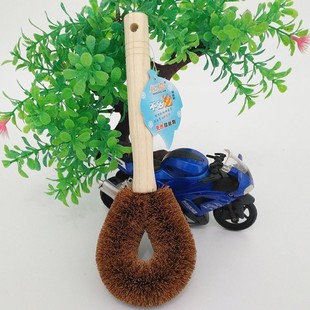 Natural Wooden Handle Coconut Palm Non-stick Oil Pot Brush Kitchen Household Long-handled Brush Solid Wood Pot Washing Artifact Factory Wholesale