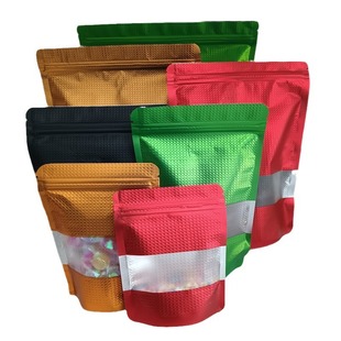 Color embossed window opening self-standing bag aluminum foil food packaging bag biscuit candy moisture-proof sealed bag clip bone bag in stock