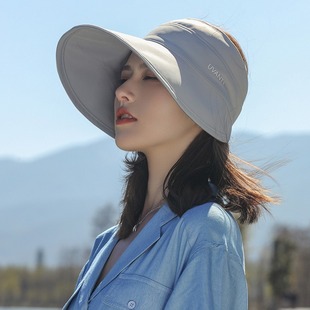 Double-sided UPF50 Sunscreen Hat Women's Summer Extra-large Brim Sunshade Hat UV-proof Empty Top Hat Shows Small Face