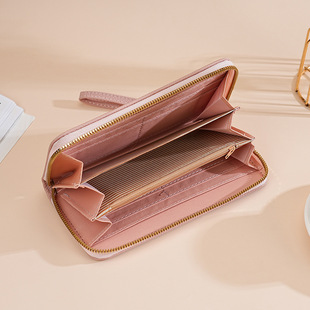 Cross-border Wallet Women's Long Solid Color Wallet New Fashion Mobile Phone Bag Large Capacity Change Zipper Clutch
