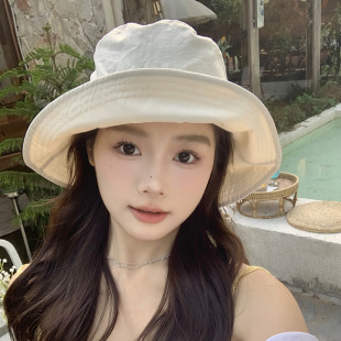 Korean Style Bow Fisherman Hat Thin Breathable Sun Hat Women's Summer Japanese Style Face-Covered Pot Hat Outdoor Sunscreen Hat