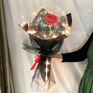 Internet Celebrant Luminous Wave Ball Rose Balloon Material Package Flower bouquet Transparent Tanabata Festival Confession Holiday Gift Stand