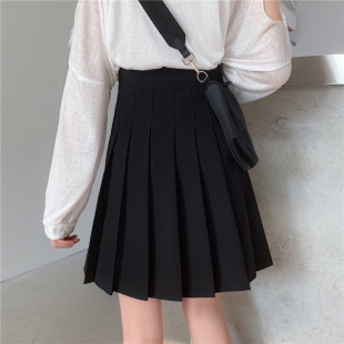 Lengthen Pleated Skirt Solid Color All-match College-style High-waist Skirt Anti-glare Slimming Spring and Summer New Short Skirt for Women